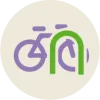 icon for teacher toolkit parking lot or bike rack showing a bike locked to a rack
